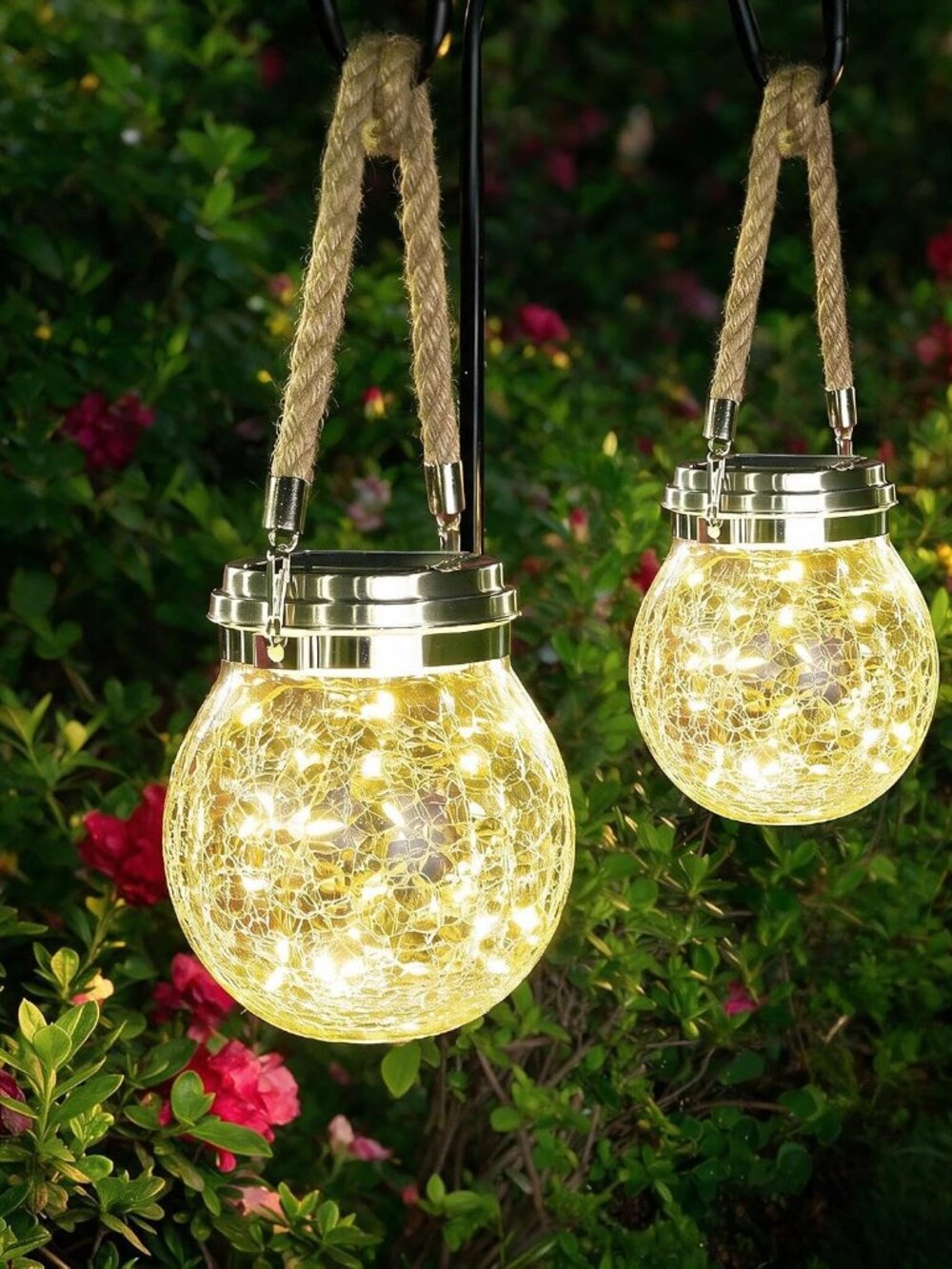 Solar Lantern, 2 Pack Outdoor Lanterns with 30 LED Waterproof Garden Decor Patio